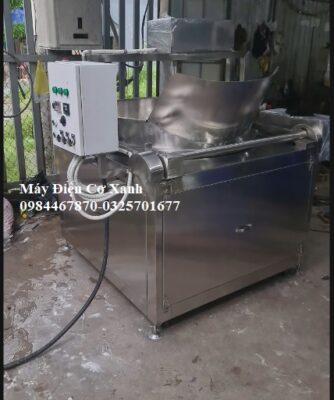 Máy chiên công nghiệp tự động đảo liệu và nâng hạ giỏ chiên bằng điện